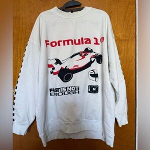 H&M White Crewneck Sweater with Formula 1 Graphic